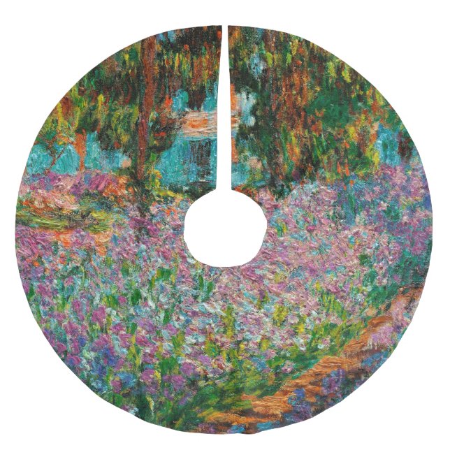 Irises Monet Garden Giverny Blume Polyester Weihnachtsbaumdecke (Vorderseite)