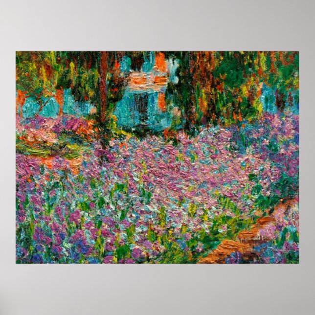 Irises Monet Garden Giverny Blume Poster (Vorne)