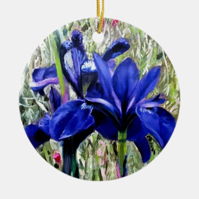 Irises oil painting keramik ornament (Vorne)