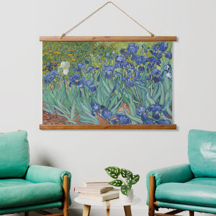 Irises Van Gogh Vintage Blume der Blumenart Wandteppich Mit Holzrahmen