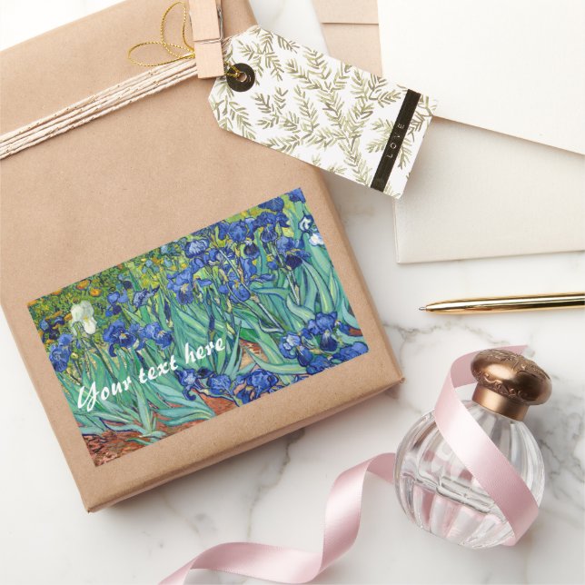 Irises Vincent van Gogh Blue Blume Field Art Rechteckiger Aufkleber (Schenken)