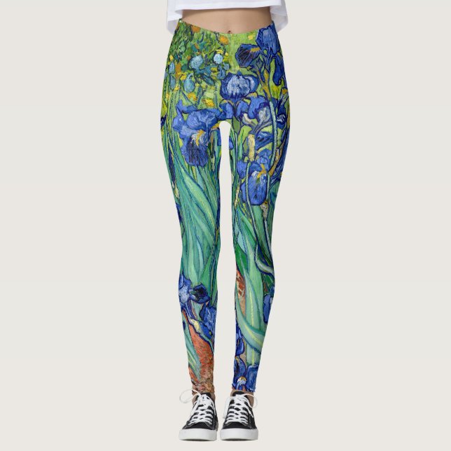 Irises Vincent Van Gogh Blue Flowers Nature Art Leggings (Vorderseite)