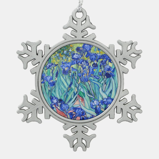 Irises Vincent van Gogh Schneeflocken Zinn-Ornament (Vorderseite)