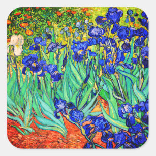 Irises von Vincent Van Gogh Quadratischer Aufkleber