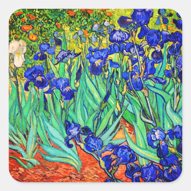 Irises von Vincent Van Gogh Quadratischer Aufkleber (Vorderseite)