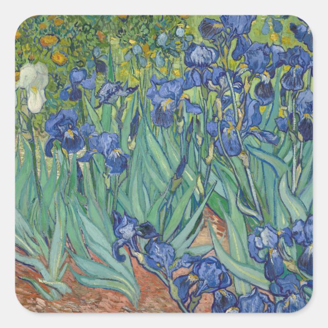 Irises von Vincent Van Gogh Quadratischer Aufkleber (Vorderseite)