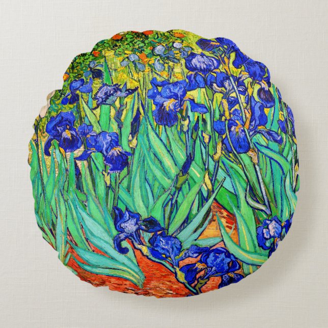 Irises von Vincent Van Gogh Rundes Kissen (Vorderseite)