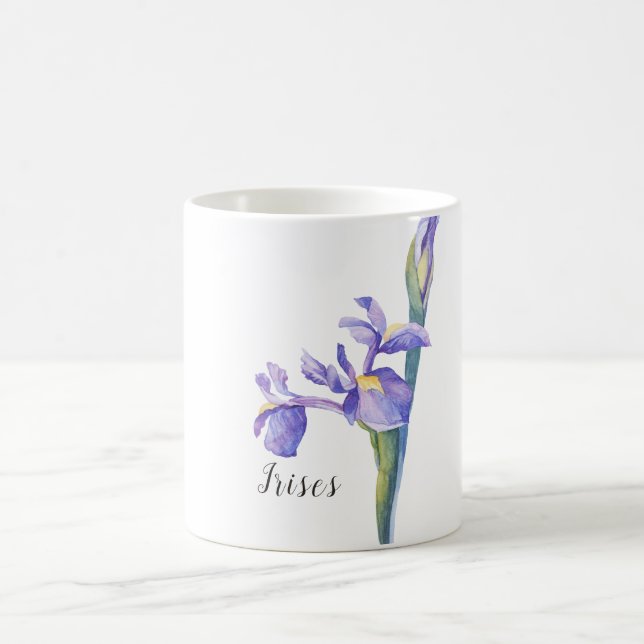 Irises Watercolor Floral Kaffeetasse (Mittel)
