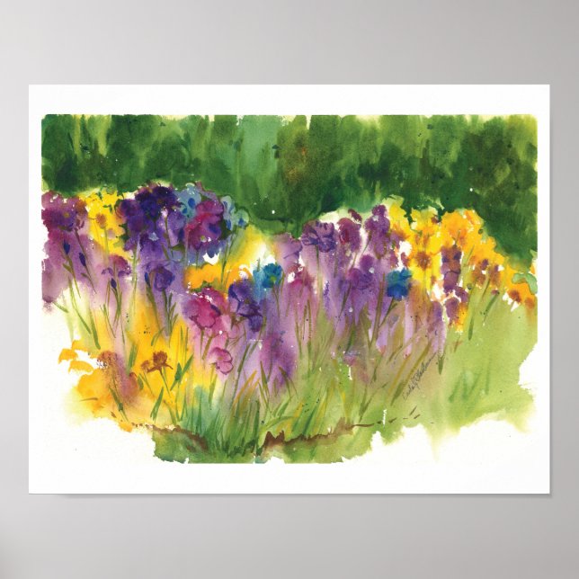 Irisgarten-Aquarelldruck - 11 x14 Poster (Vorne)