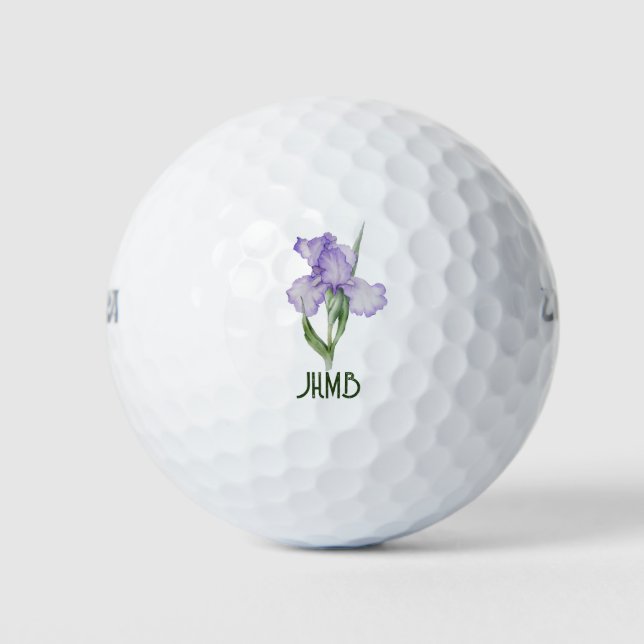Irisgarten-Blumen-Monogramm-Kunst Golfball (Vorderseite)