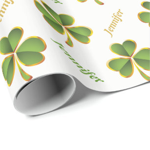 Irisgrün, Goldklee St. Patrick's Day Geschenkpapier