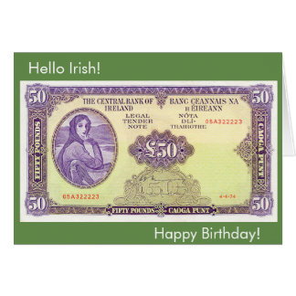 Irish 50 Pfund Banknote for Birthday greeting card