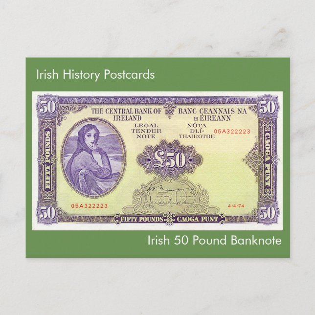Irish 50 Pfund Banknote für Postkarte (Vorderseite)