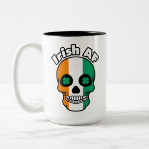 Irish AF, Happy St. Paddy's Day, Irish Flag Skull Zweifarbige Tasse