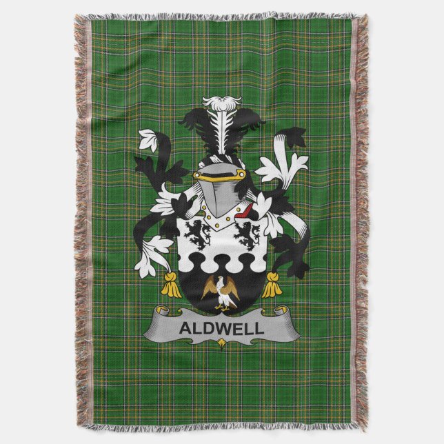 Irish Aldwell Coat of Arms Familienwappen Irland Decke (Vorderseite Vertikal)