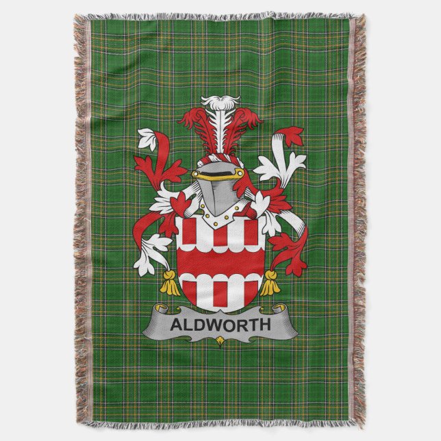 Irish Aldworth Coat of Arms Familienwappen Irland Decke (Vorderseite Vertikal)