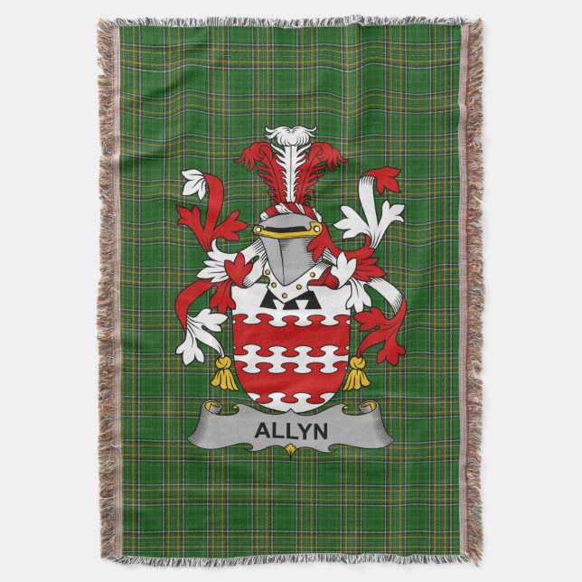 Irish Allyn Coat of Arms Familienwappen Irland Decke (Vorderseite Vertikal)
