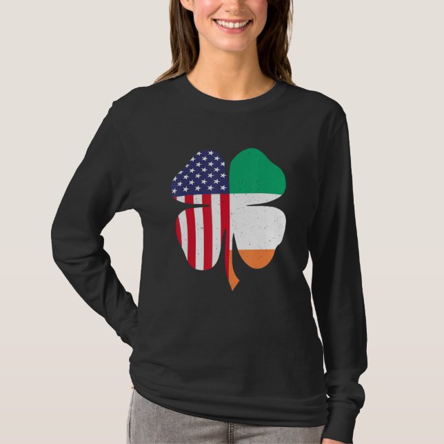 Irish American Clover Flag St. Patrick's Day T-Shirt (Vorderseite)