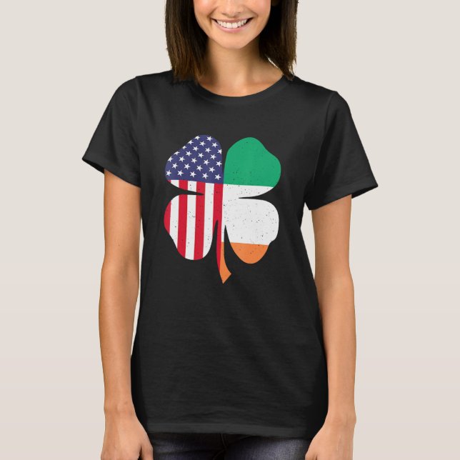 Irish American Clover Flag St. Patrick's Day T-Shirt (Vorderseite)