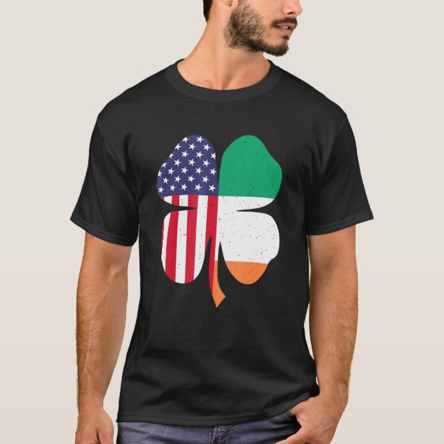 Irish American Clover Flag St. Patrick's Day T-Shirt (Vorderseite)