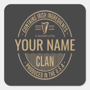 Irish American Custom Family Clan Name Quadratischer Aufkleber