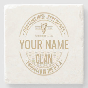 Irish American Custom Family Clan Name Steinuntersetzer