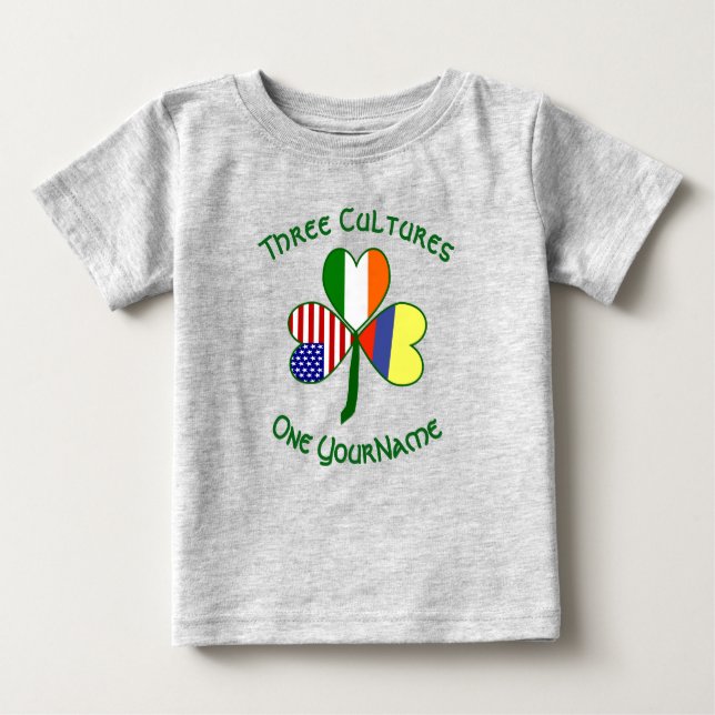 Irish American Fags Kleeblatt Ihr Name Baby T-shirt (Vorderseite)