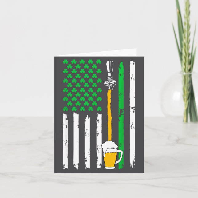Irish American Flag Beer Shirt St Patricks Day Men Karte (Vorderseite)