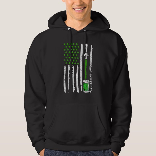 Irish American Flag Draft Beer Shamrock St Patrick Hoodie (Vorderseite)