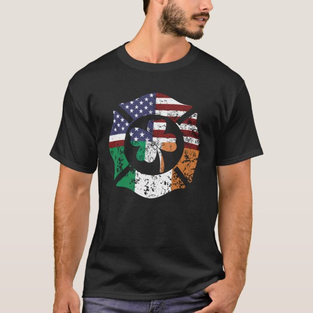 Irish American Flag Firefighter St Patricks Day Sh T-Shirt (Vorderseite)