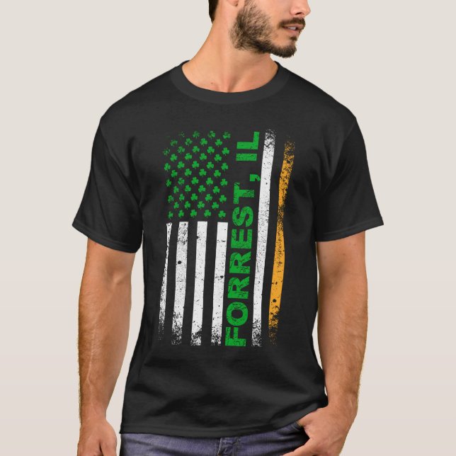 Irish American Flag FORREST, IL T-Shirt (Vorderseite)