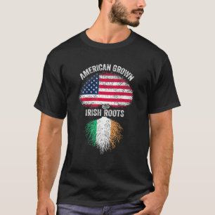 Irish American Flag Grown Roots St. Patrick's Day T-Shirt