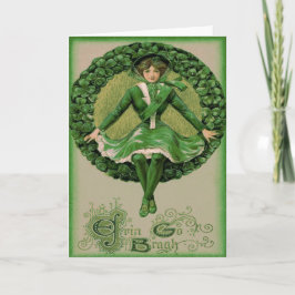 Irish American Flag Harp of Erin Kleeblatt Karte