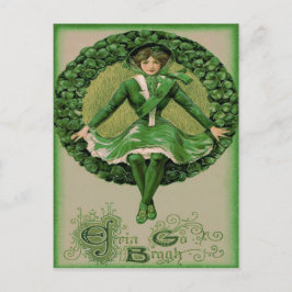Irish American Flag Harp of Erin Kleeblatt Postkarte