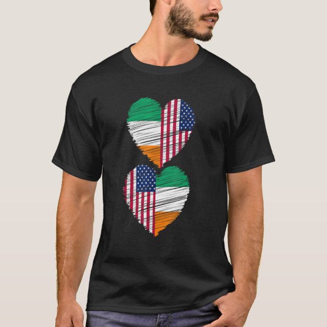 Irish American Flag Heart Dual Citizen Pride_3 T-Shirt (Vorderseite)