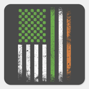 Irish American Flag Ireland Flag Quadratischer Aufkleber