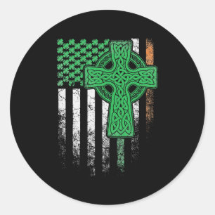 Irish American Flag Ireland Flag ST PATRICKS DAY Runder Aufkleber