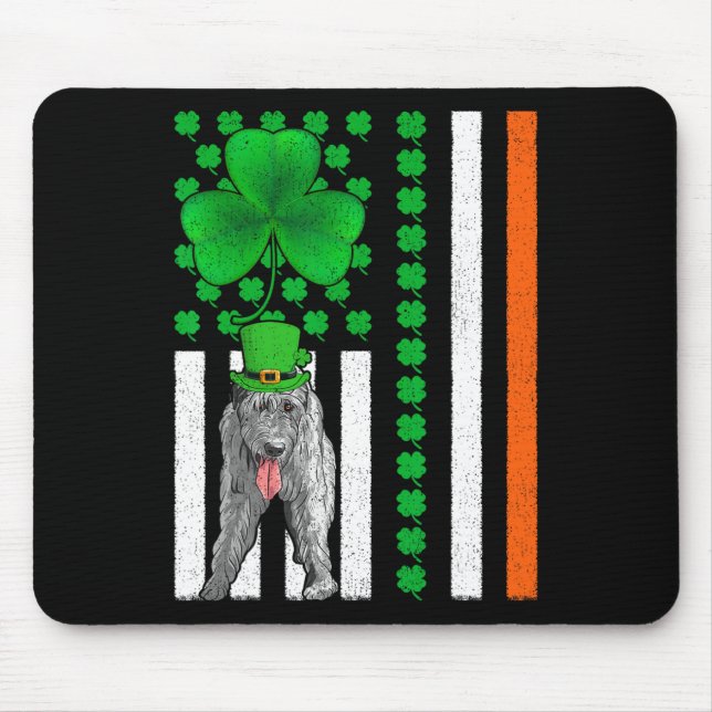 Irish American Flag Irish Wolfhound Dog St Patrick Mousepad (Vorne)