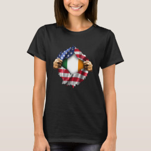 Irish American Flag Irland rippt St Patric auf T-Shirt
