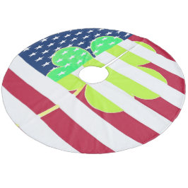 Irish American Flag Kleeblatt Clover St. Patrick Fleece Weihnachtsbaumdecke