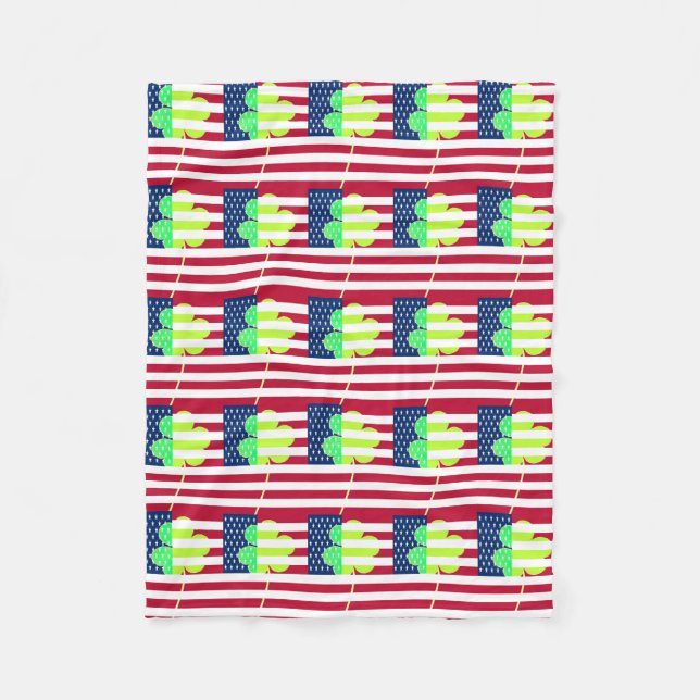 Irish American Flag Kleeblatt Clover St. Patrick Fleecedecke (Vorderseite)
