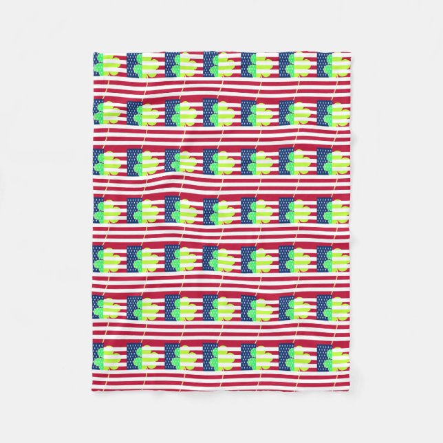 Irish American Flag Kleeblatt Clover St. Patrick Fleecedecke (Vorderseite)
