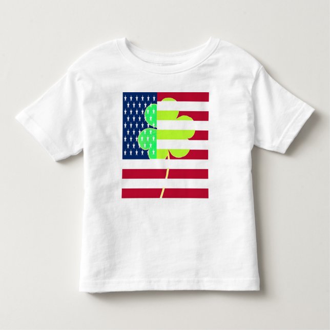 Irish American Flag Kleeblatt Clover St. Patrick Kleinkind T-shirt (Vorderseite)