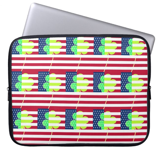 Irish American Flag Kleeblatt Clover St. Patrick Laptopschutzhülle (Vorderseite)