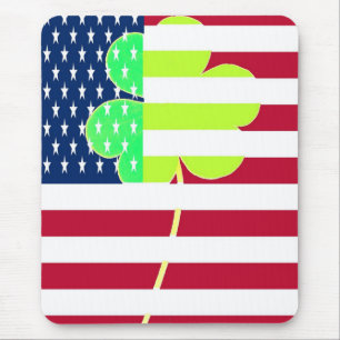 Irish American Flag Kleeblatt Clover St. Patrick Mousepad