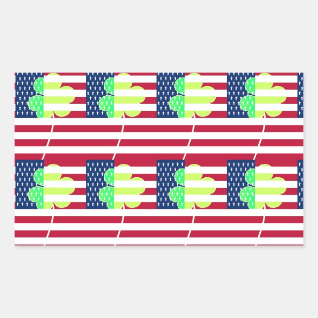 Irish American Flag Kleeblatt Clover St. Patrick Rechteckiger Aufkleber (Vorderseite)