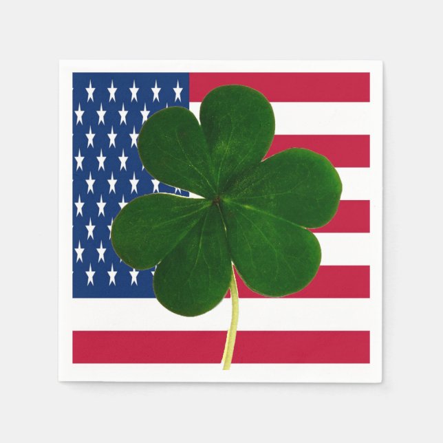 Irish American Flag Kleeblatt Clover St. Patrick Serviette (Vorderseite)