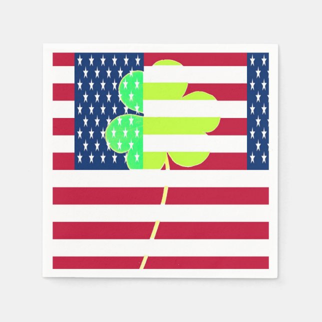 Irish American Flag Kleeblatt Clover St. Patrick Serviette (Vorderseite)