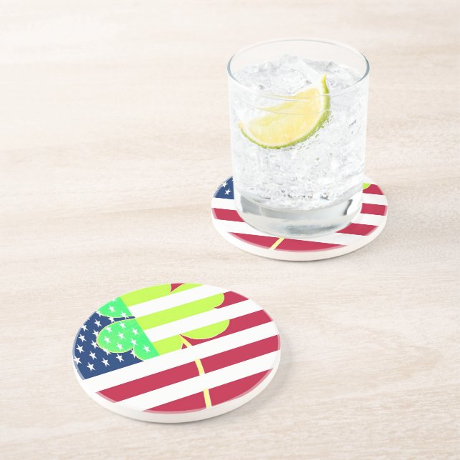 Irish American Flag Kleeblatt Clover St. Patrick Untersetzer (Seite)