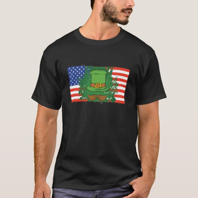 Irish American Flag Kleeblatt St Patricks Day Men  T-Shirt (Vorderseite)